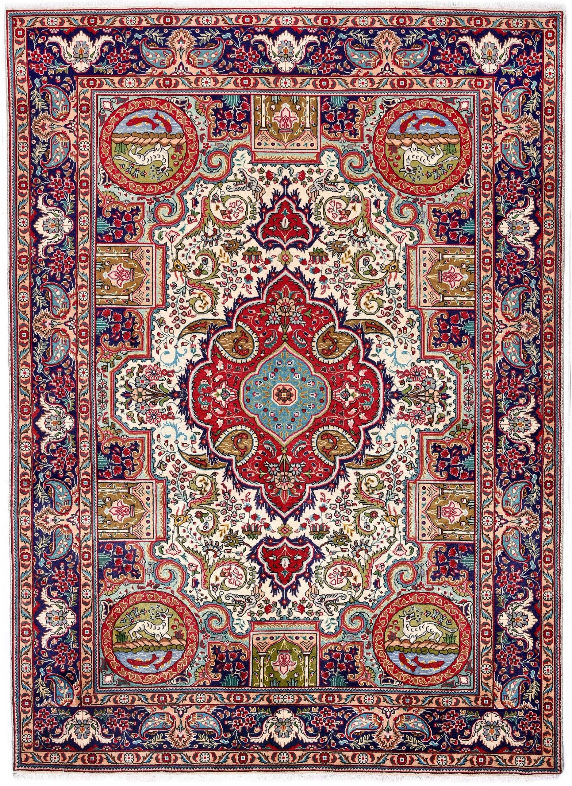 Vintage Persian Rug Originated From, Persian Rug Blue And Red