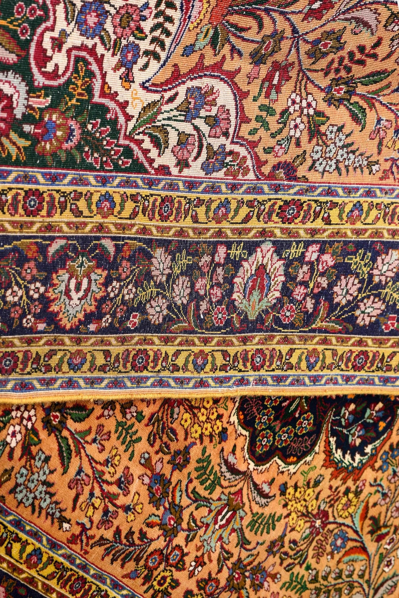 Gold Tabriz Rug, Yellow Persian carpet for sale 2x3m DR402 CarpetShip