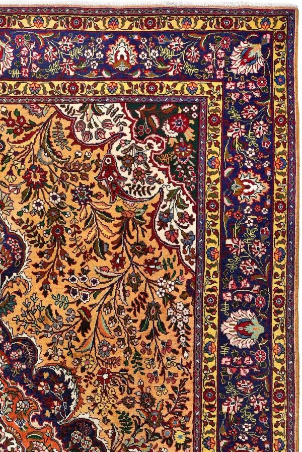 Golden Tabriz Rug, Gold Persian carpet for sale 2x3m DR402