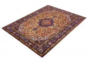 Golden Tabriz Rug, Gold Persian carpet for sale 2x3m DR402
