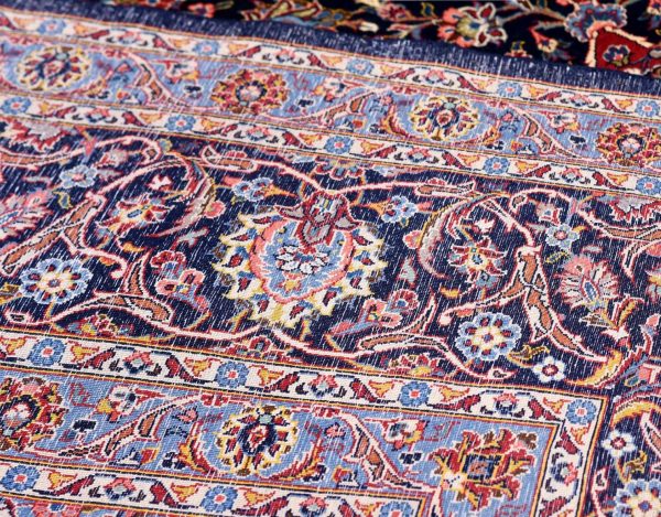 Soft Dark Blue Kashan Persian Rug for sale 3x4m DR375