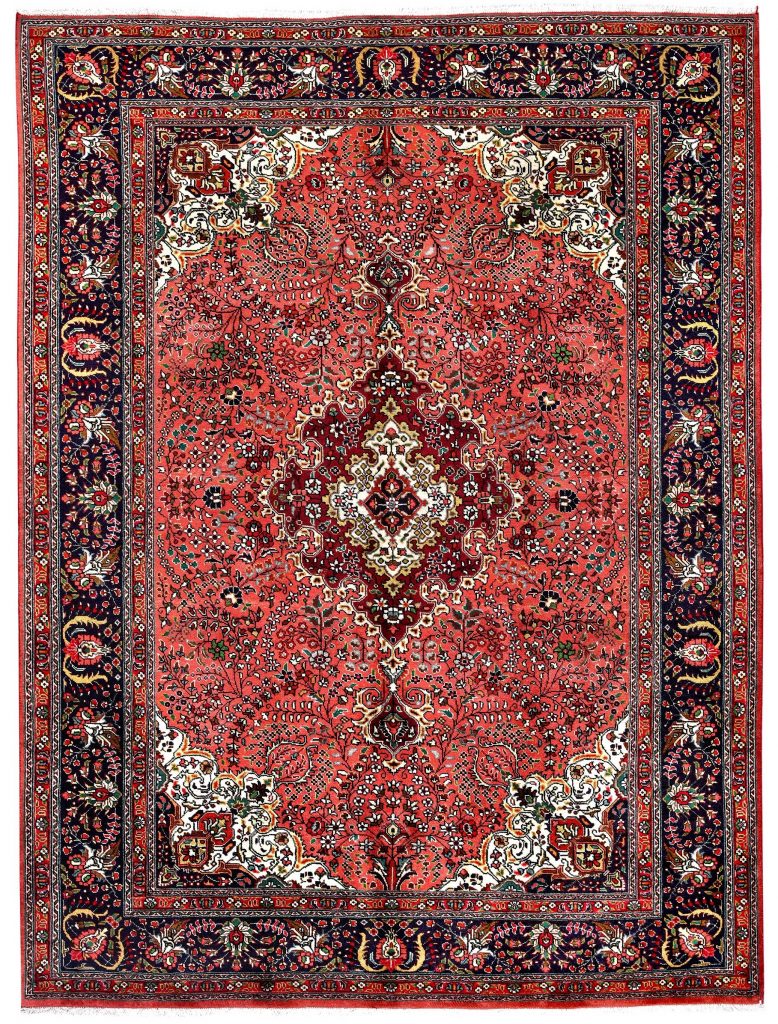 Vintage Persian Rug, Originated from Tabriz, Floral & Coral 1990