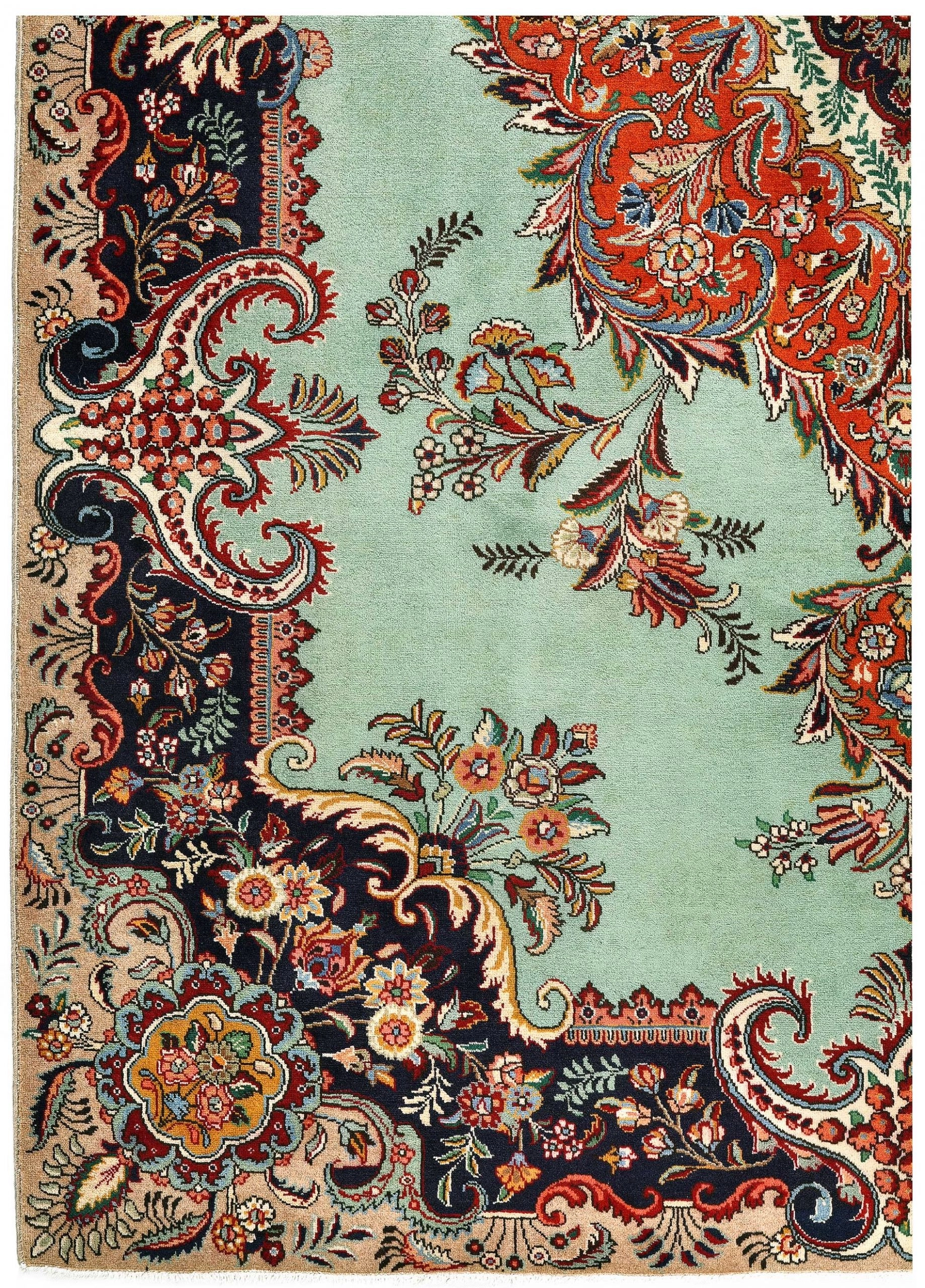 Tabriz Green Rug, Persian carpet for sale 2x3m DR408 | CarpetShip