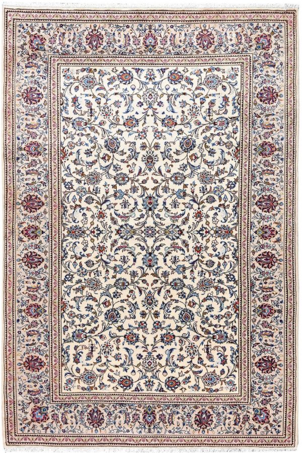 Ivory Beige cream Kashan rug Persian carpet for sale 2x3m