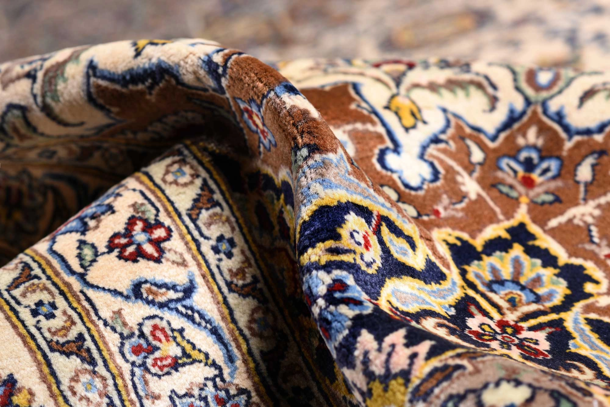 Vintage burgundy area rug, boho rug, persian rug, carpet, oriental rug Soft Kurk beige Kashan Persian Rug for sale 3x4m DR220 | CarpetShip