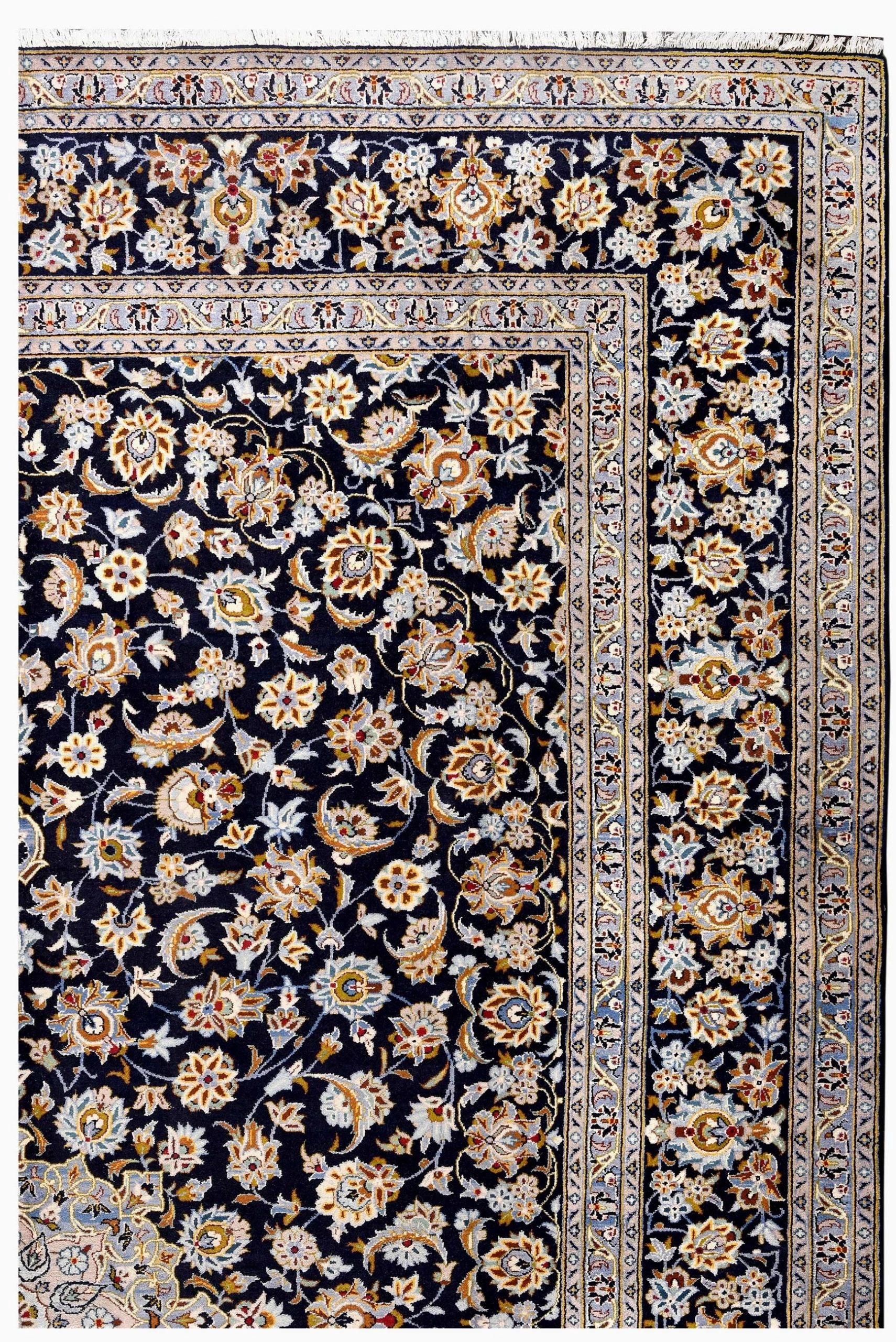 Vintage Persian Rug, Originated from Kashan, Floral Design 1985