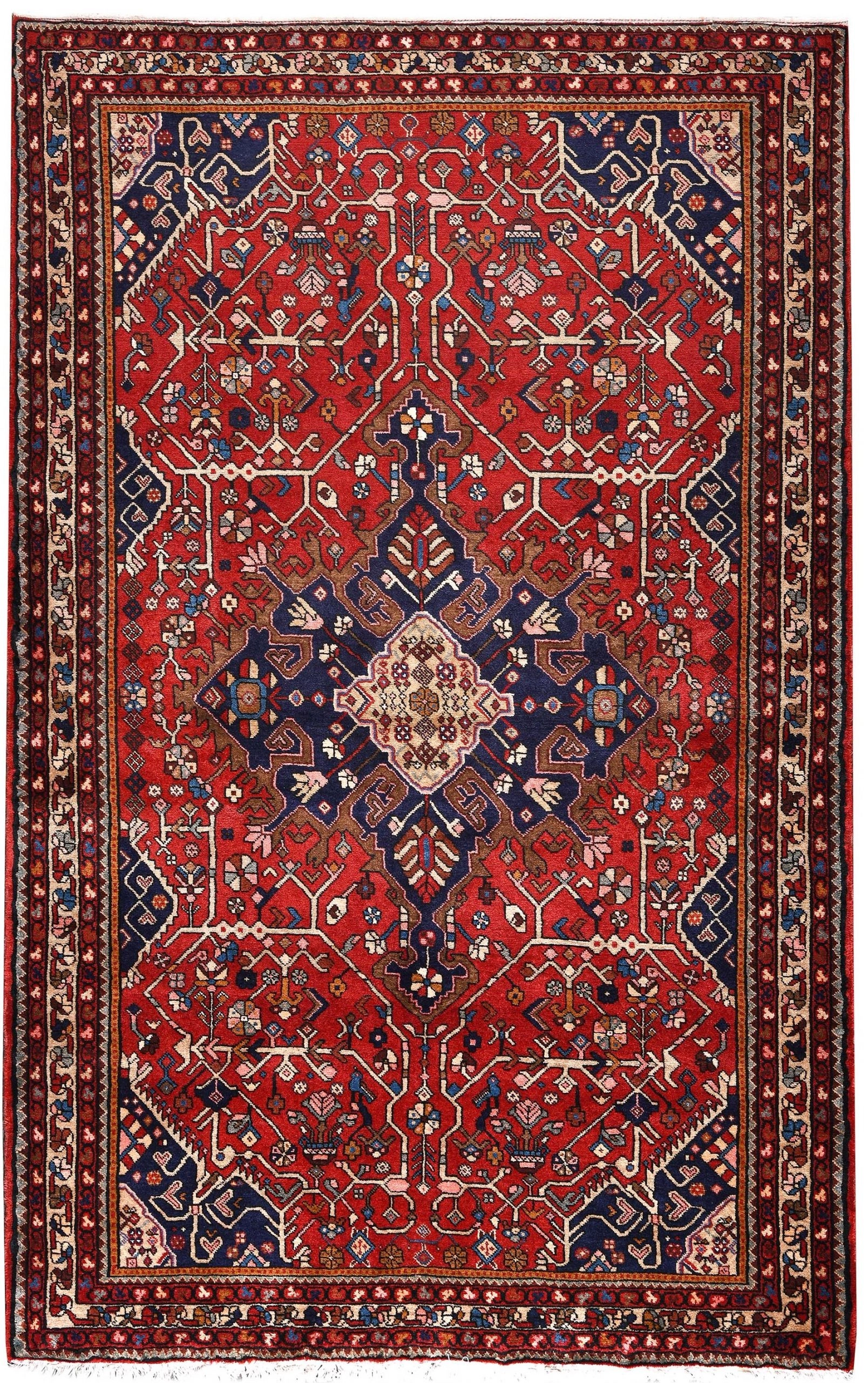 Antique Persian Rug Originated From Malayer Geometric Design 1960 Carpetship