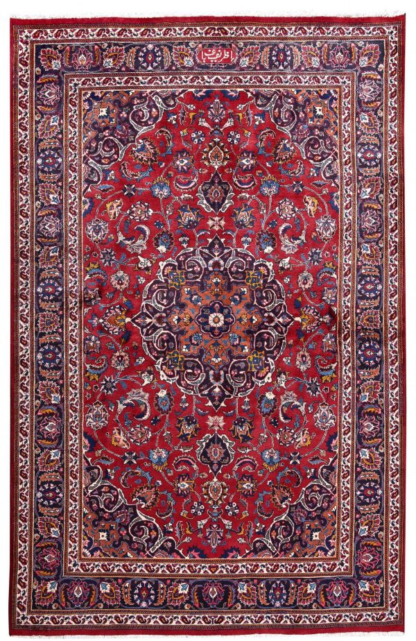 2x3m Hand-knotted Red Mashad Carpet for sale DR453-454-5389