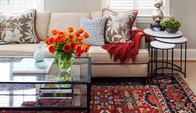Decorating with handmade Persian red rug
