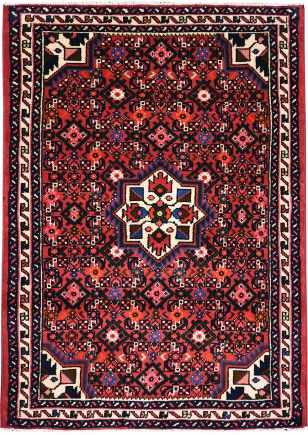 Hosseinabad Rug, Small Persian Red Carpet DR494 0481