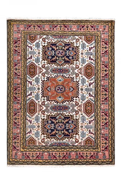 Vintage Persian Ardabil Rug, Geometric Motifs Design ~ 1990