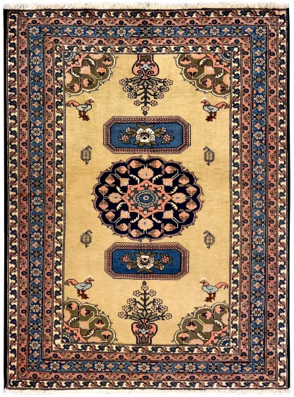 Antique Persian Ardabil Rug, Simple Floor Design ~1965