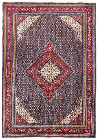 Semi-Antique Persian Mud Rug, Mahi Design ~1970