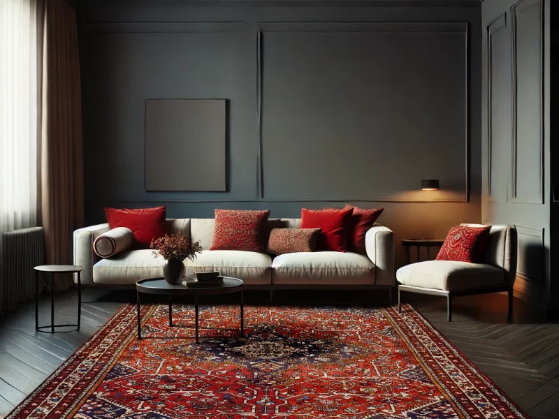 Do red Persian rugs look good against dark wood floors