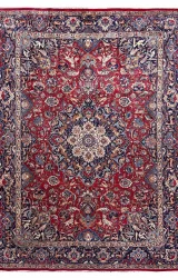 antique-persian-rug-originated-from-mashad-animal-medallion-rug-1960