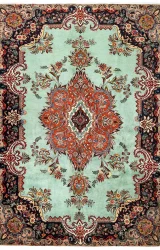 antique-persian-rug-originated-from-tabriz-floral-green-rug-1960