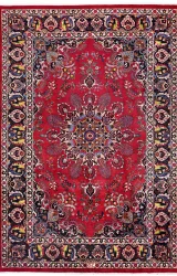 Persian Mashad Rug ~1980, Floral Design