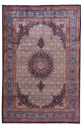 Persian Moud Rug ~1989, Geometric Design