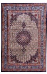 Persian Moud Rug ~1990, Geometric Design