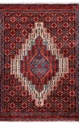 Persian Senneh Rug ~1987, Geometric Design