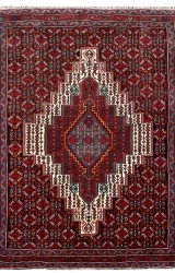Persian Senneh Rug ~1991, Geometric Design