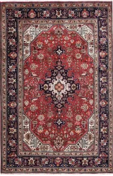 Persian Tabriz Rug ~1980, Geometric Design