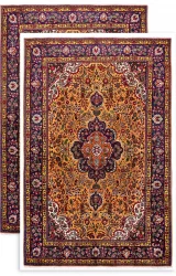 Twin Persian Tabriz Rugs ~1980, Floral Design