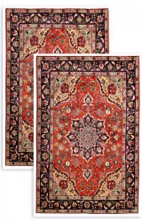 Twin Persian Tabriz Rugs ~1980, Palmette Motif